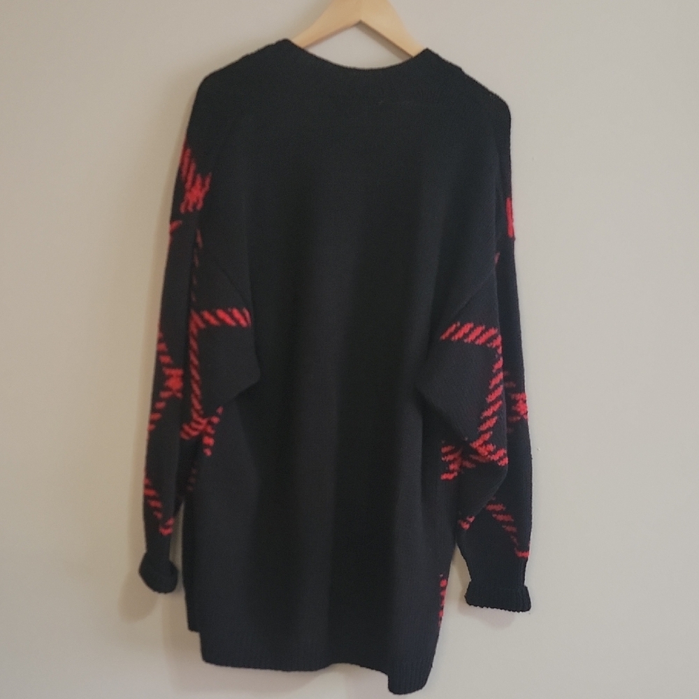 Leslie Fay Black and Red Cardigan Sweater - Picture 3 of 3